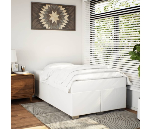 Estructura de cama sin colchón cuero sintético blanco 120x190cm