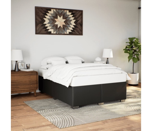 Estructura de cama sin colchón cuero sintético negro 140x190 cm
