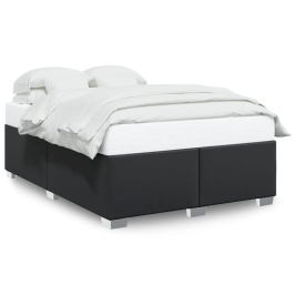 Estructura de cama sin colchón cuero sintético negro 140x190 cm