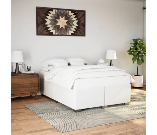 Estructura de cama sin colchón cuero sintético blanco 140x200cm