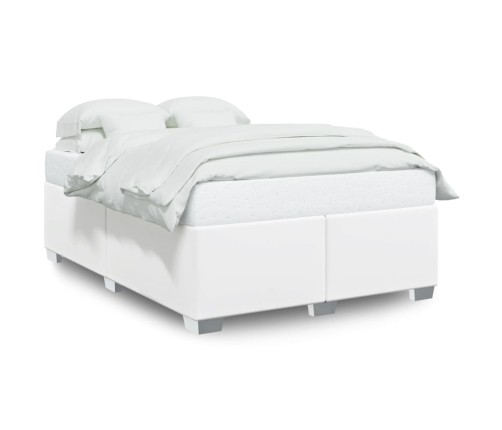 Estructura de cama sin colchón cuero sintético blanco 140x200cm