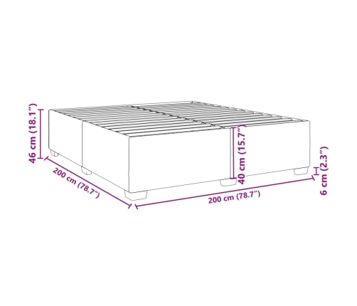 Estructura de cama sin colchón cuero sintético gris 200x200 cm