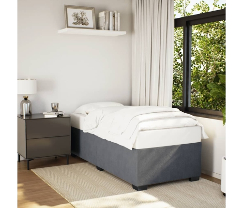 Estructura de cama sin colchón terciopelo gris oscuro 80x200 cm