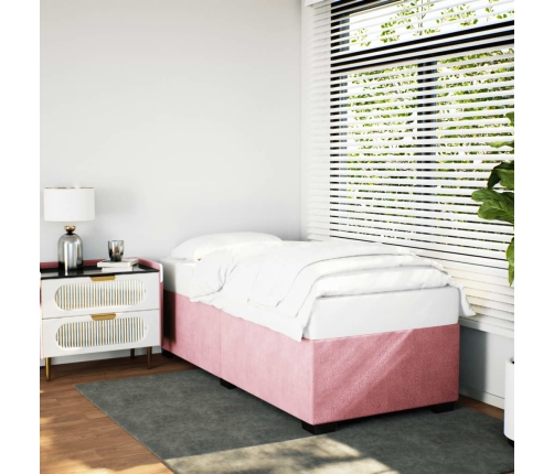 vidaXL Estructura de cama de terciopelo rosa 90x190 cm