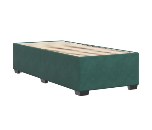 Estructura de cama sin colchón terciopelo verde oscuro 90x200cm