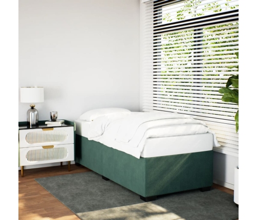 Estructura de cama sin colchón terciopelo verde oscuro 90x200cm