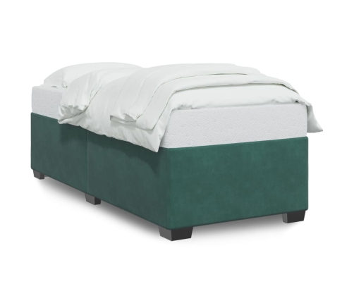 Estructura de cama sin colchón terciopelo verde oscuro 90x200cm