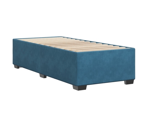 Estructura de cama de terciopelo azul 90x200 cm