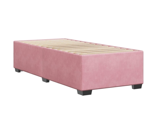 Estructura de cama sin colchón terciopelo rosa 90x200 cm