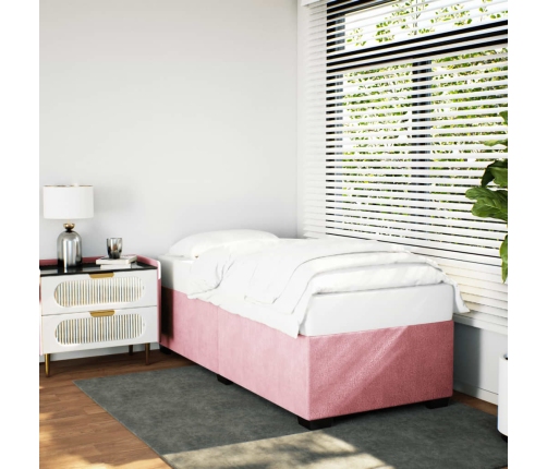 Estructura de cama sin colchón terciopelo rosa 90x200 cm