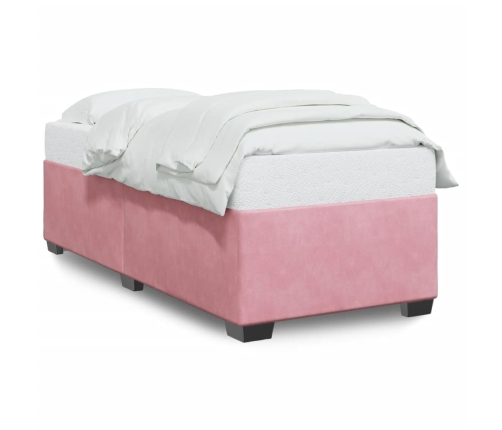 Estructura de cama sin colchón terciopelo rosa 90x200 cm