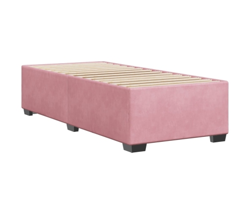 Estructura de cama sin colchón terciopelo rosa 100x200 cm