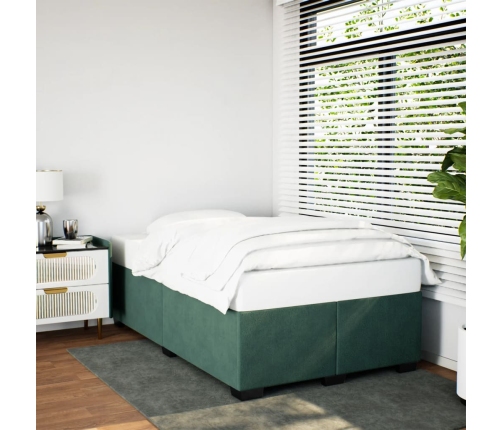 Estructura cama sin colchón terciopelo verde oscuro 120x190cm