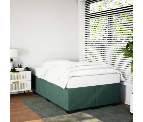 Estructura cama sin colchón terciopelo verde oscuro 120x200 cm