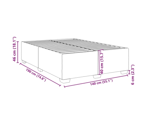 Estructura de cama sin colchón terciopelo negro 140x190 cm