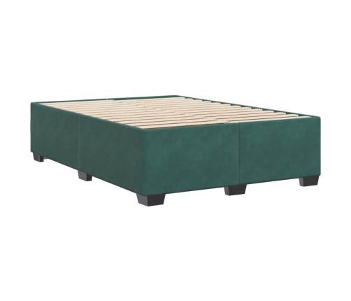 Estructura cama sin colchón terciopelo verde oscuro 140x190 cm