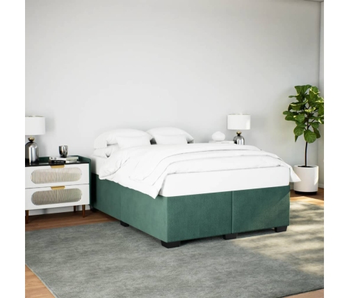 Estructura cama sin colchón terciopelo verde oscuro 140x190 cm