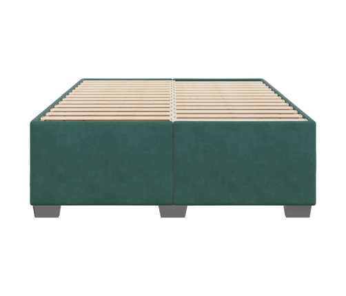 Estructura cama sin colchón terciopelo verde oscuro 140x190 cm