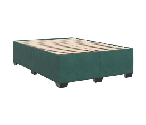 Estructura cama sin colchón terciopelo verde oscuro 140x190 cm