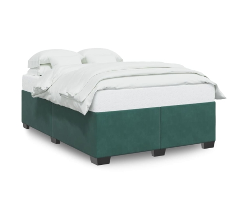 Estructura cama sin colchón terciopelo verde oscuro 140x190 cm