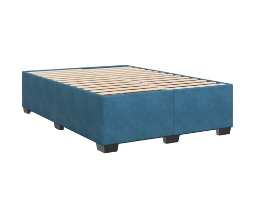 Estructura de cama de terciopelo azul 140x190 cm