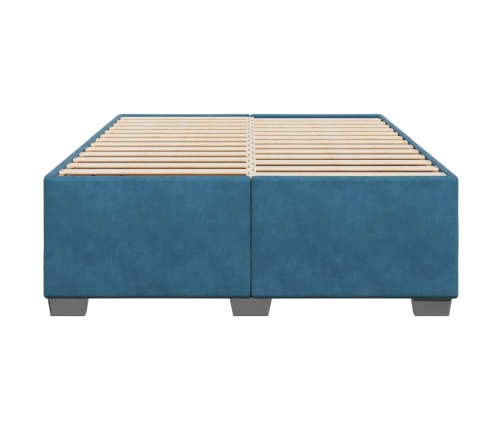 Estructura de cama de terciopelo azul 140x190 cm