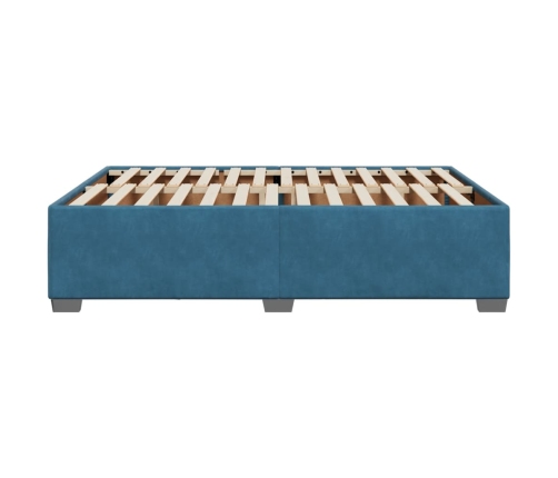 Estructura de cama de terciopelo azul 140x190 cm