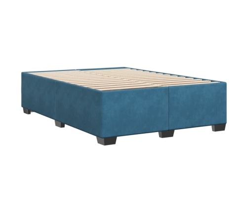 Estructura de cama de terciopelo azul 140x190 cm