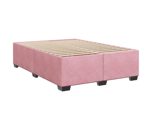 Estructura de cama sin colchón terciopelo rosa 140x190 cm