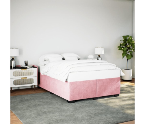 Estructura de cama sin colchón terciopelo rosa 140x190 cm