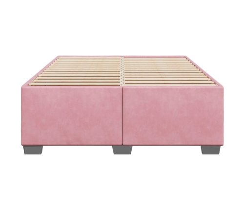 Estructura de cama sin colchón terciopelo rosa 140x190 cm