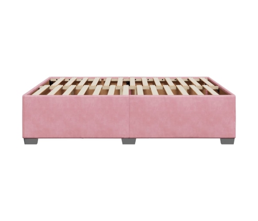 Estructura de cama sin colchón terciopelo rosa 140x190 cm