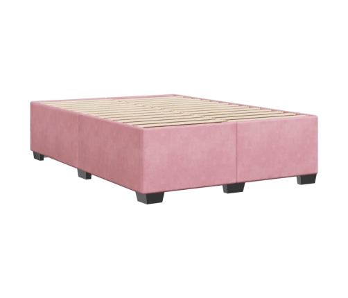 Estructura de cama sin colchón terciopelo rosa 140x190 cm