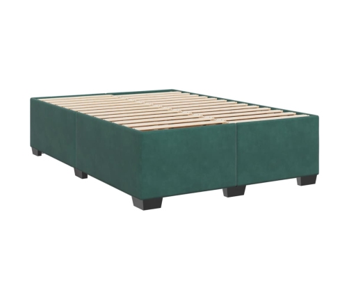 Estructura cama sin colchón terciopelo verde oscuro 140x200 cm