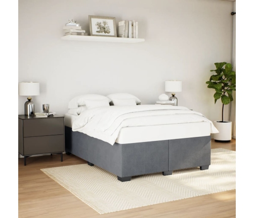 Estructura de cama sin colchón terciopelo gris oscuro 160x200cm