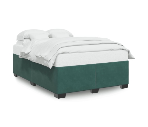 Estructura cama sin colchón terciopelo verde oscuro 160x200 cm