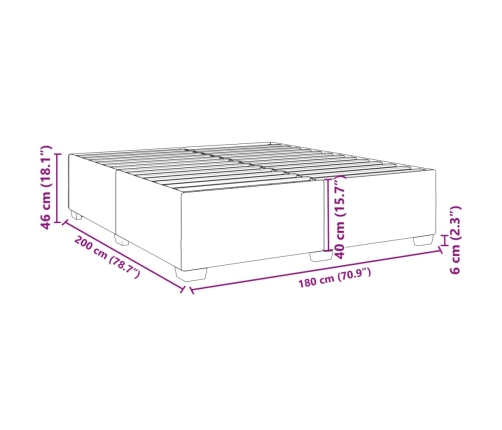 Estructura de cama sin colchón terciopelo negro 180x200 cm