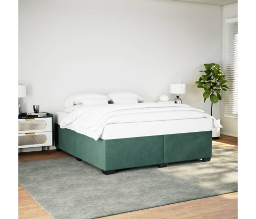 Estructura cama sin colchón terciopelo verde oscuro 180x200 cm