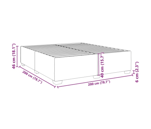 Estructura cama sin colchón terciopelo negro 200x200 cm