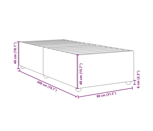 Estructura de cama sin colchón tela gris claro 80x200 cm