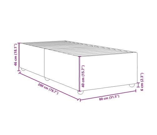 Estructura de cama sin colchón tela negro 80x200 cm