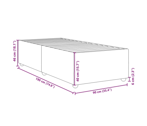 Estructura de cama sin colchón tela marrón oscuro 90x190 cm