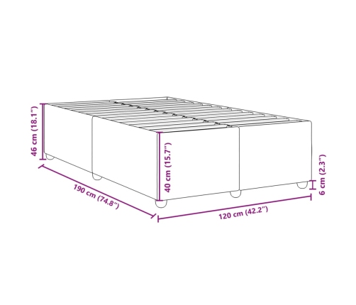 Estructura de cama sin colchón tela gris oscuro 120x190 cm
