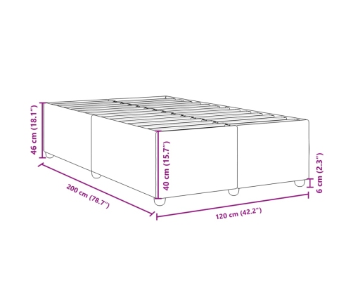 Estructura de cama sin colchón tela marrón oscuro 120x200 cm