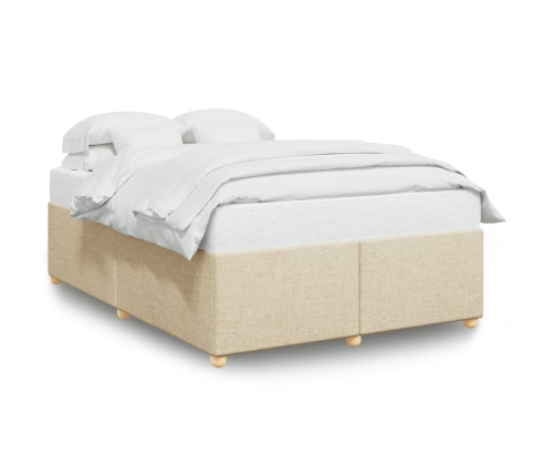 Cama sin colchón tela color crema 140x190 cm