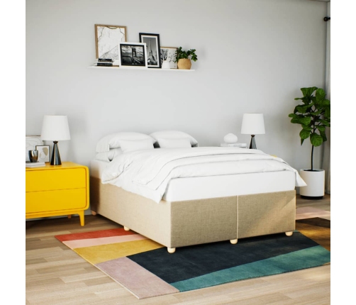 Cama sin colchón tela color crema 140x190 cm