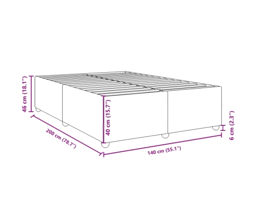 Estructura de cama sin colchón tela gris oscuro 140x200 cm