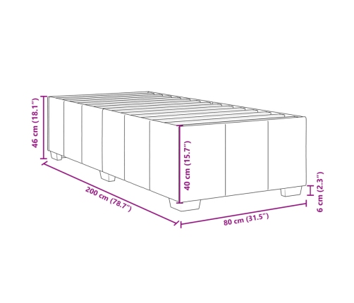 Estructura de cama sin colchón tela gris claro 80x200 cm