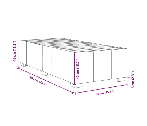 Estructura de cama sin colchón tela gris oscuro 90x200 cm