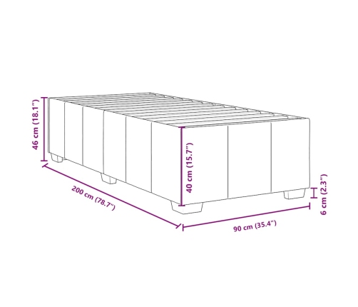 Estructura de cama sin colchón tela marrón oscuro 90x200 cm